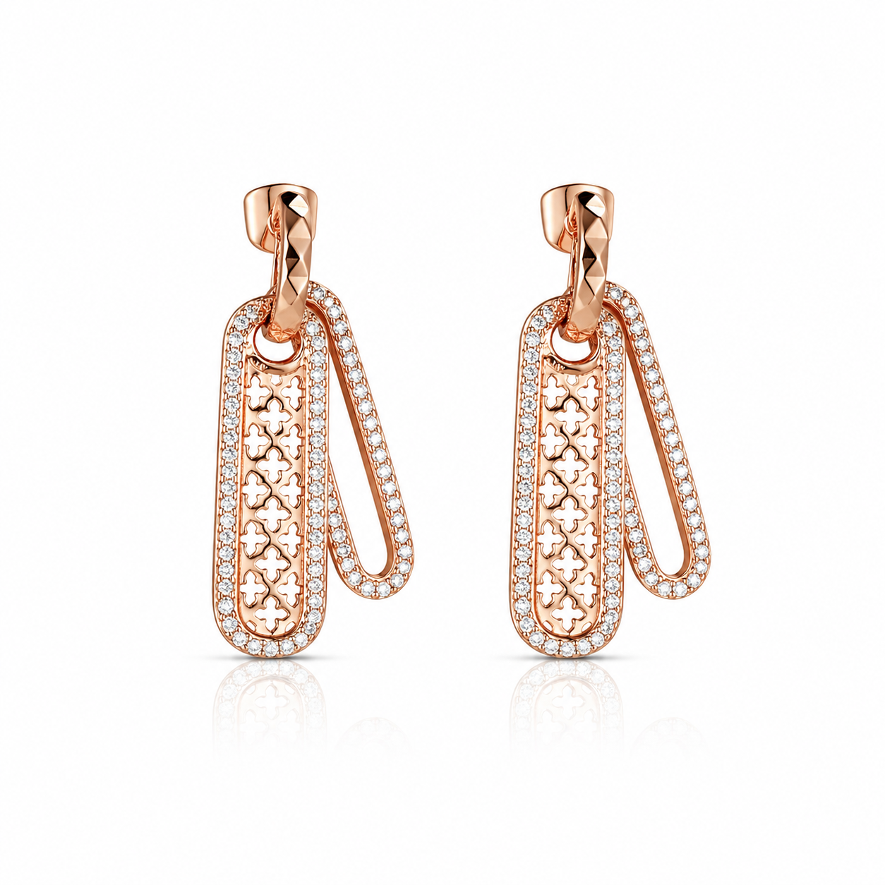 Boucles d’Oreilles Élégance Graphique Rose Gold